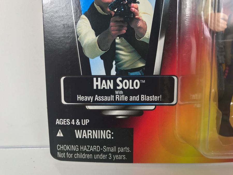 STAR WARS The Power Of The Force Han Solo With Heavy Assault Rifle and Blaster Kenner Tonka Hasbro 1995  69570/69577 New On Card [Photo 8]