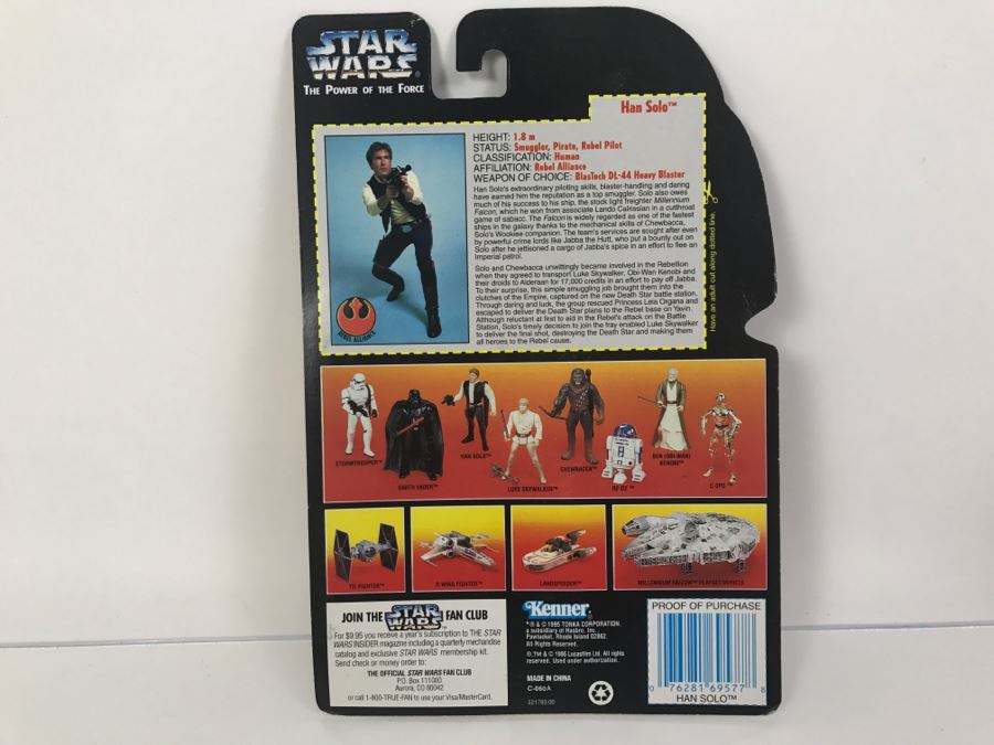 STAR WARS The Power Of The Force Han Solo With Heavy Assault Rifle and Blaster Kenner Tonka Hasbro 1995  69570/69577 New On Card [Photo 9]