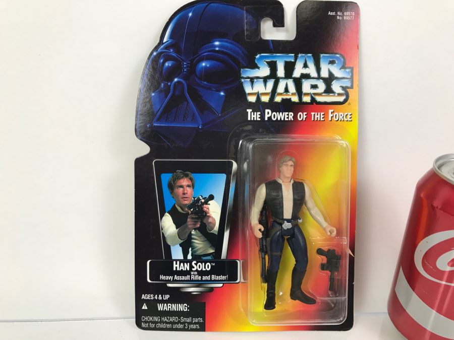 STAR WARS The Power Of The Force Han Solo With Heavy Assault Rifle and Blaster Kenner Tonka Hasbro 1995  69570/69577 New On Card [Photo 1]