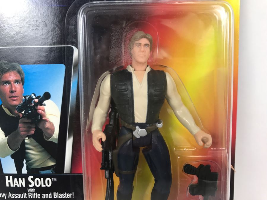 STAR WARS The Power Of The Force Han Solo With Heavy Assault Rifle and Blaster Kenner Tonka Hasbro 1995  69570/69577 New On Card [Photo 5]