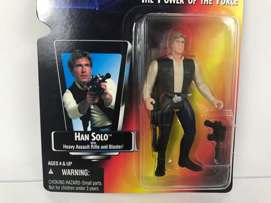 STAR WARS The Power Of The Force Han Solo With Heavy Assault Rifle and Blaster Kenner Tonka Hasbro 1995  69570/69577 New On Card [Photo 4]