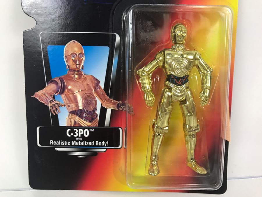 STAR WARS The Power Of The Force C-3PO with Realistic Metalized Body Kenner Tonka Hasbro 1995  69570/69573  New On Card [Photo 4]