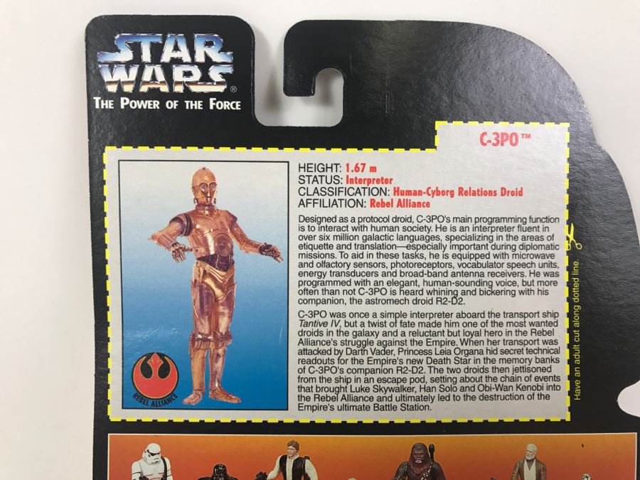 STAR WARS The Power Of The Force C-3PO with Realistic Metalized Body Kenner Tonka Hasbro 1995  69570/69573  New On Card [Photo 9]