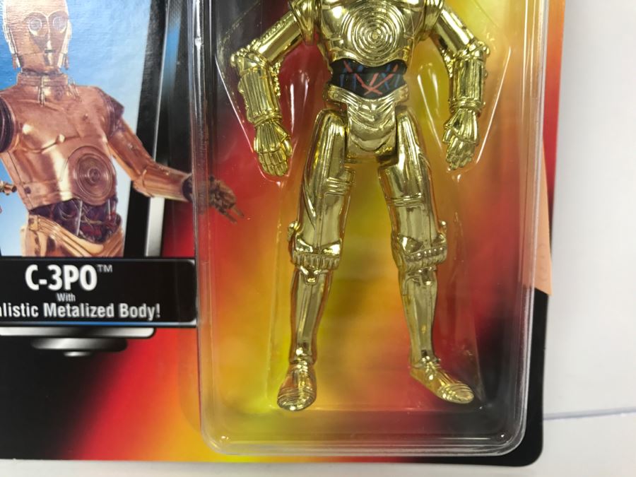 STAR WARS The Power Of The Force C-3PO with Realistic Metalized Body Kenner Tonka Hasbro 1995  69570/69573  New On Card [Photo 6]