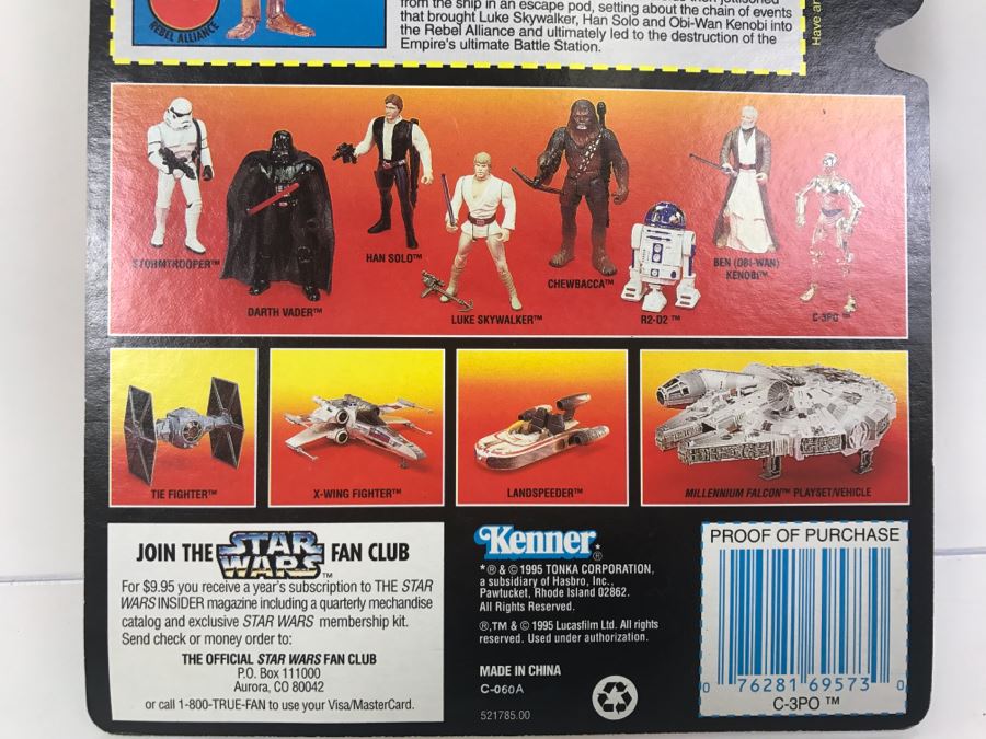 STAR WARS The Power Of The Force C-3PO with Realistic Metalized Body Kenner Tonka Hasbro 1995  69570/69573  New On Card [Photo 10]