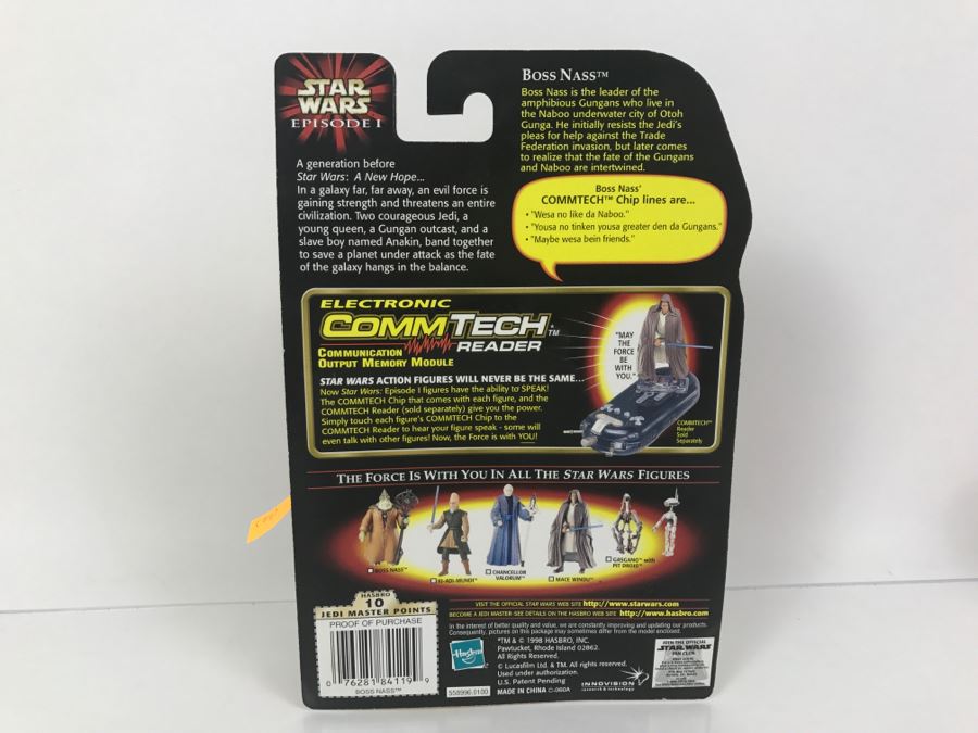 STAR WARS Episode 1 Boss Nass With Gungan Staff CommTech Chip Collection 3 Hasbro 1998 84105/84119 New On Card [Photo 10]