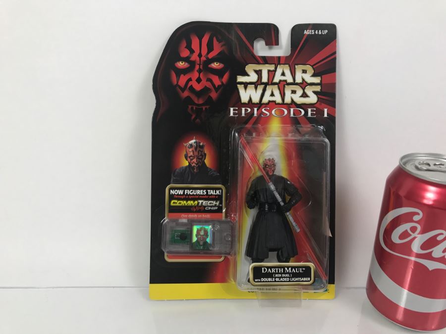 STAR WARS Episode 1 Darth Maul Jedi Duel With Double-Sided Lightsaber CommTech Chip Collection 1 Hasbro 1998 84085/84088 New On Card [Photo 1]