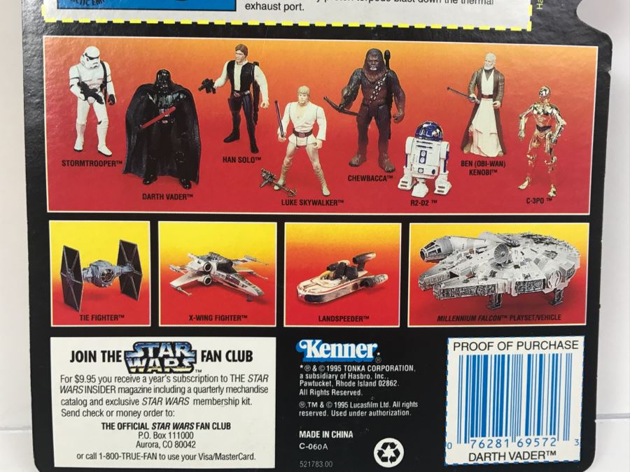STAR WARS The Power Of The Force Darth Vader With Lightsaber And Removable Cape Kenner Tonka Hasbro 1995  69570/69572 New On Card [Photo 12]