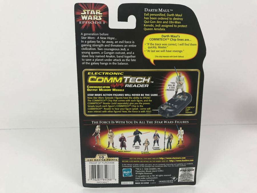 STAR WARS Episode 1 Darth Maul Jedi Duel With Double-Sided Lightsaber CommTech Chip Collection 1 Hasbro 1998 84085/84088 New On Card [Photo 13]
