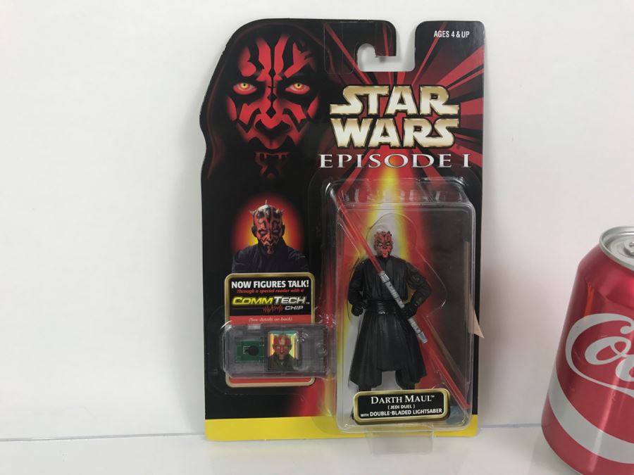STAR WARS Episode 1 Darth Maul Jedi Duel With Double-Sided Lightsaber CommTech Chip Collection 1 Hasbro 1998 84085/84088 New On Card [Photo 1]