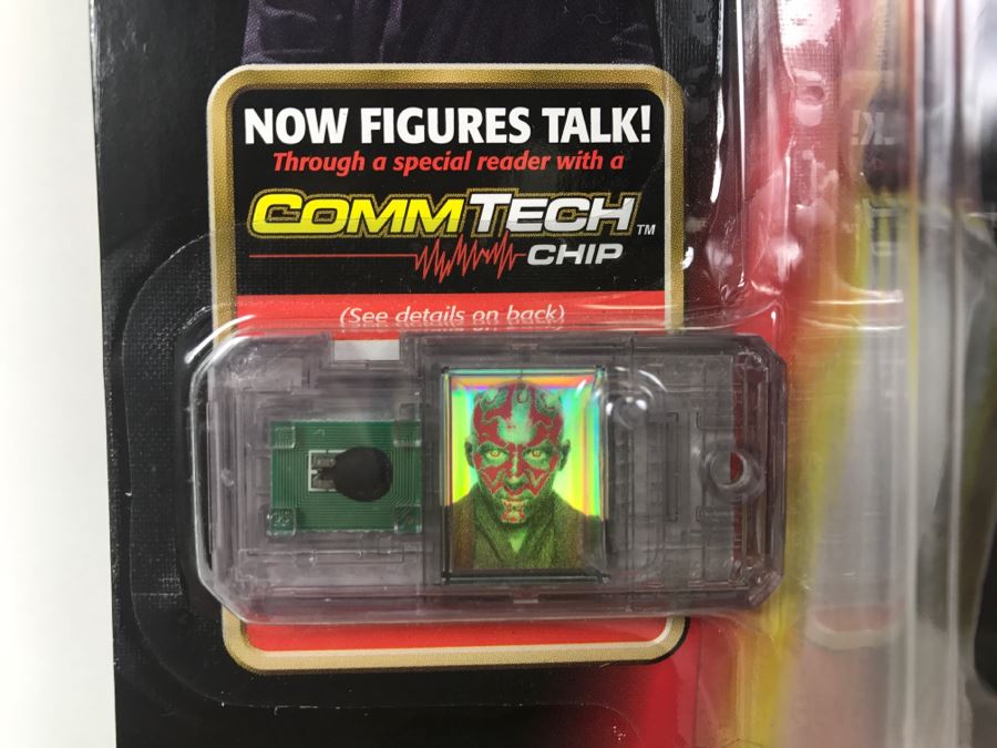 STAR WARS Episode 1 Darth Maul Jedi Duel With Double-Sided Lightsaber CommTech Chip Collection 1 Hasbro 1998 84085/84088 New On Card [Photo 10]