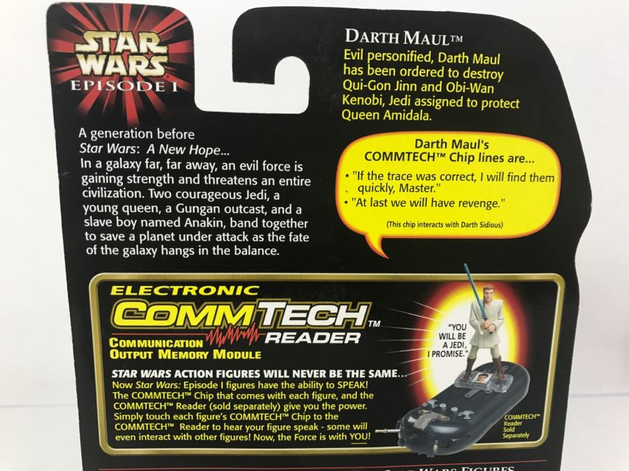 STAR WARS Episode 1 Darth Maul Jedi Duel With Double-Sided Lightsaber CommTech Chip Collection 1 Hasbro 1998 84085/84088 New On Card [Photo 14]