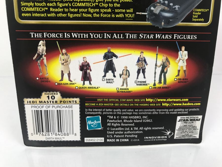 STAR WARS Episode 1 Darth Maul Jedi Duel With Double-Sided Lightsaber CommTech Chip Collection 1 Hasbro 1998 84085/84088 New On Card [Photo 16]