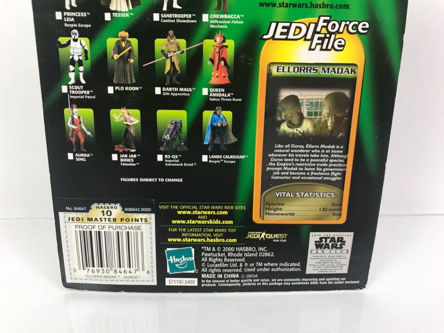 STAR WARS The Power Of The Jedi Collection 2 Ellorrs Madak Fan Choice No 1 Jedi Force File Hasbro 2000 84455 New On Card [Photo 11]