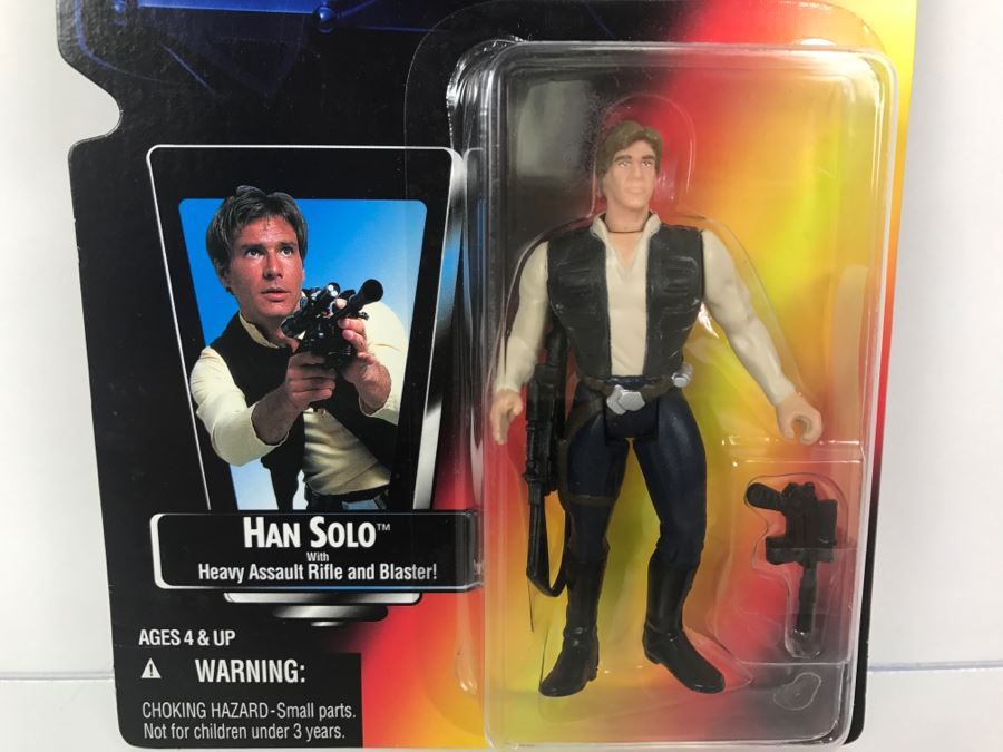 STAR WARS The Power Of The Force Han Solo With Heavy Assault Rifle and Blaster Kenner Tonka Hasbro 1995  69570/69577 New On Card [Photo 4]