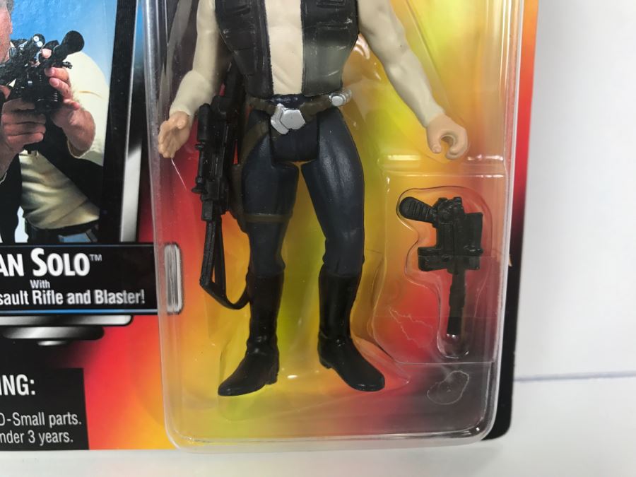 STAR WARS The Power Of The Force Han Solo With Heavy Assault Rifle and Blaster Kenner Tonka Hasbro 1995  69570/69577 New On Card [Photo 6]