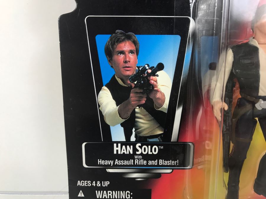 STAR WARS The Power Of The Force Han Solo With Heavy Assault Rifle and Blaster Kenner Tonka Hasbro 1995  69570/69577 New On Card [Photo 7]