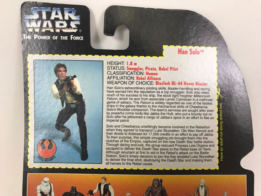 STAR WARS The Power Of The Force Han Solo With Heavy Assault Rifle and Blaster Kenner Tonka Hasbro 1995  69570/69577 New On Card [Photo 9]
