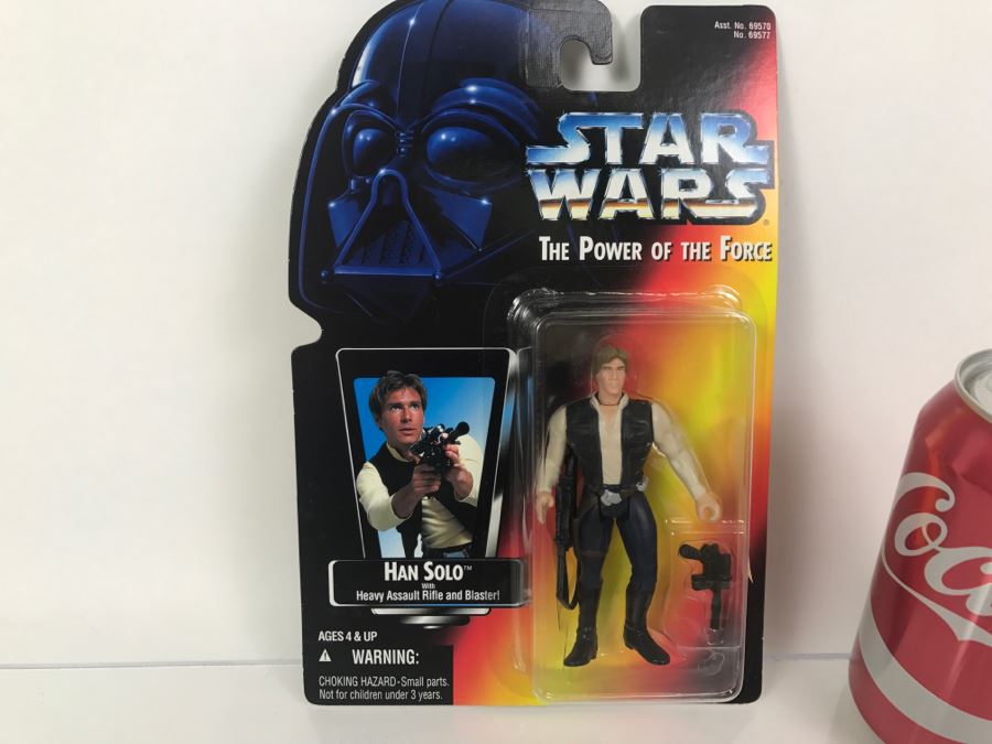 STAR WARS The Power Of The Force Han Solo With Heavy Assault Rifle and Blaster Kenner Tonka Hasbro 1995  69570/69577 New On Card [Photo 1]