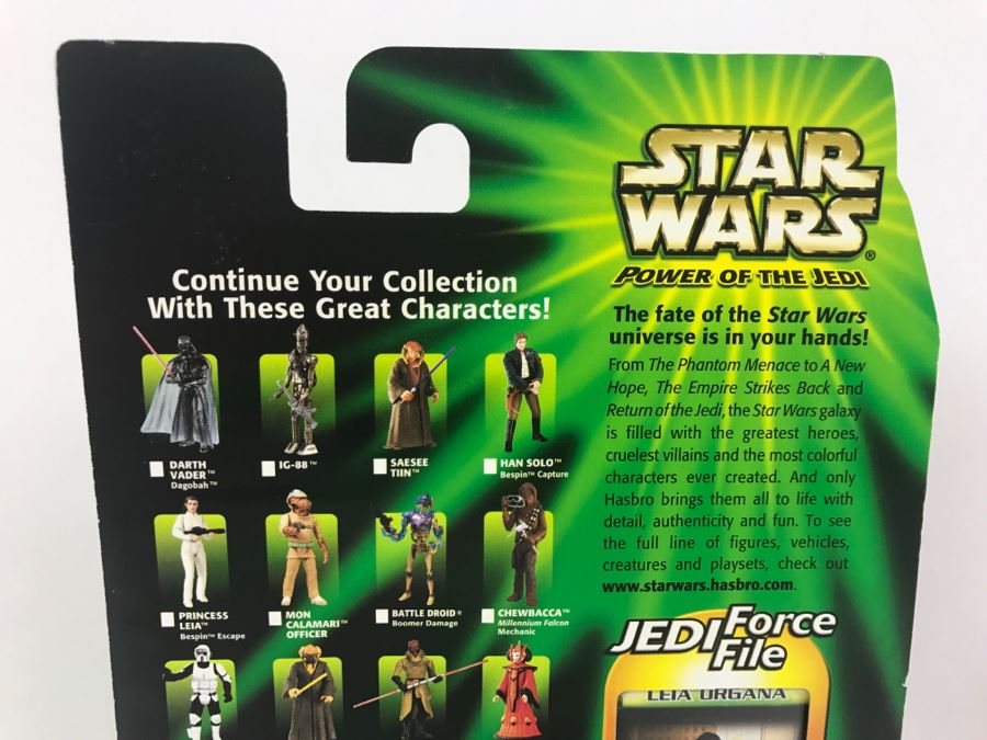 STAR WARS The Power Of The Jedi Collection 1 Leia Organa Bespin Escape Jedi Force File Hasbro 2000 84445 New On Card [Photo 10]