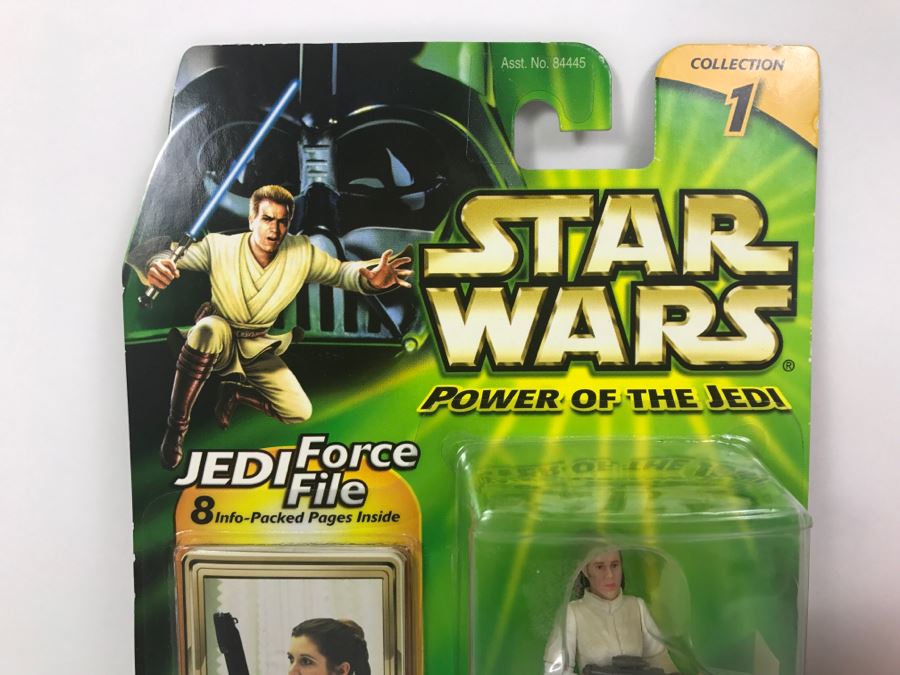 STAR WARS The Power Of The Jedi Collection 1 Leia Organa Bespin Escape Jedi Force File Hasbro 2000 84445 New On Card [Photo 2]