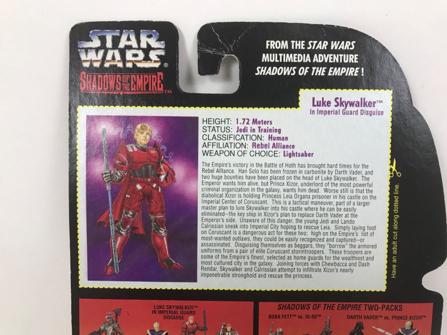 STAR WARS Shadows Of The Empire Luke Skywalker In Imperial Guard Disguise with Taser Staff Weapon Kenner Hasbro 1996 69605/69566 New On Card [Photo 11]