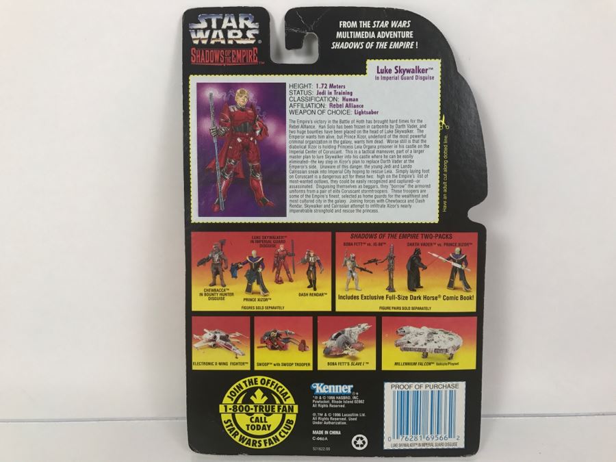 STAR WARS Shadows Of The Empire Luke Skywalker In Imperial Guard Disguise with Taser Staff Weapon Kenner Hasbro 1996 69605/69566 New On Card [Photo 10]