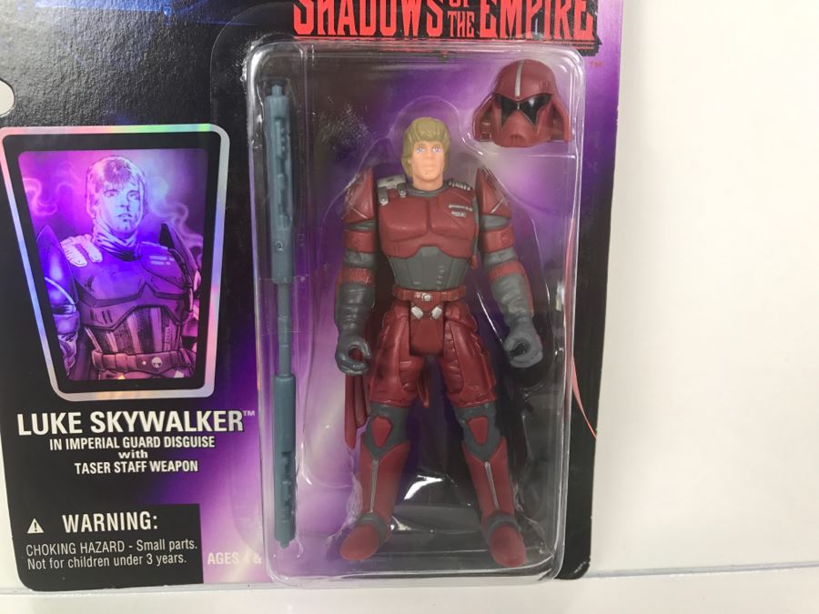 STAR WARS Shadows Of The Empire Luke Skywalker In Imperial Guard Disguise with Taser Staff Weapon Kenner Hasbro 1996 69605/69566 New On Card [Photo 6]