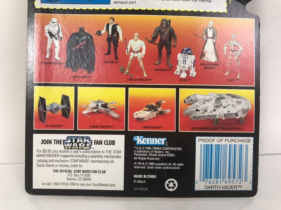 STAR WARS The Power Of The Force Darth Vader With Lightsaber And Removable Cape Kenner Tonka Hasbro 1995  69570/69572 New On Card [Photo 10]