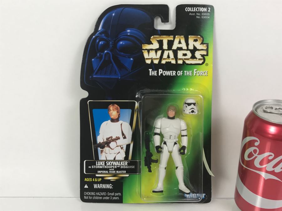 STAR WARS The Power Of The Force Luke Skywalker In Stormtrooper Disguise With Imperial Issue Blaster Collection 2 Kenner Hasbro 1996 69605/69604 New On Card