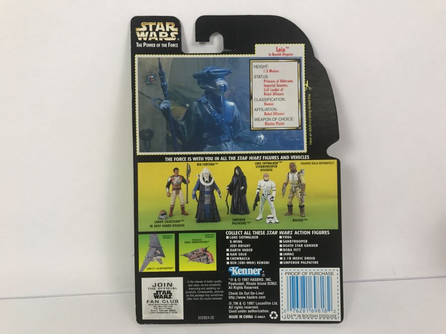 STAR WARS The Power Of The Force Leia In Boushh Disguise with Blaster Rifle and Bounty Hunter Helmet Collection 1 Kenner Hasbro 1997 69570/69818 New On Card [Photo 8]