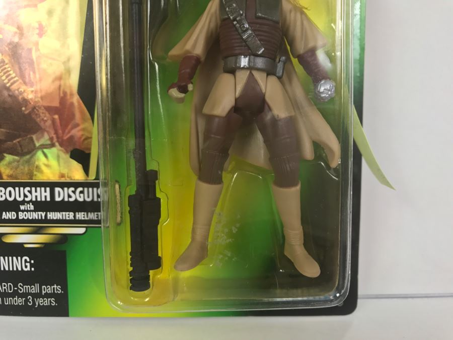 STAR WARS The Power Of The Force Leia In Boushh Disguise with Blaster Rifle and Bounty Hunter Helmet Collection 1 Kenner Hasbro 1997 69570/69818 New On Card [Photo 6]