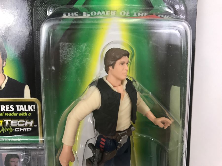 STAR WARS The Power Of The Force Han Solo With Blaster Pistol and Holster CommTech Chip Hasbro 1999 84185/84202 New On Card [Photo 5]