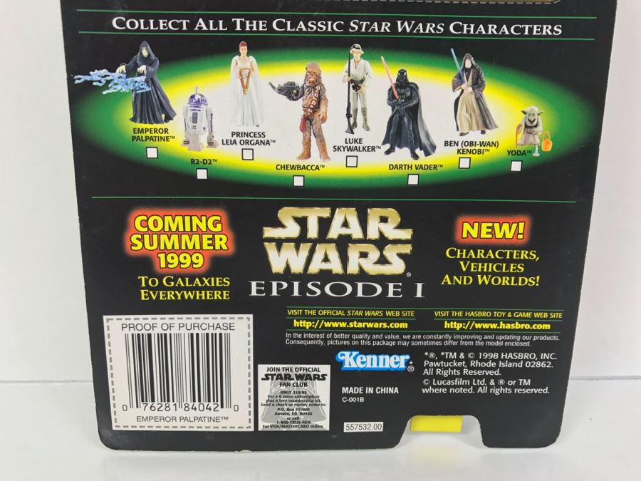 STAR WARS The Power Of The Force Emperor Palpatine With Force Lightning Episode 1 FlashBack Photo Kenner Hasbro 1998 69680/84042 New On Card [Photo 10]