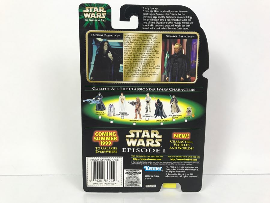 STAR WARS The Power Of The Force Emperor Palpatine With Force Lightning Episode 1 FlashBack Photo Kenner Hasbro 1998 69680/84042 New On Card [Photo 8]