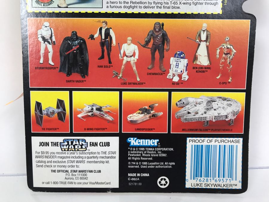 STAR WARS The Power Of The Force Luke Skywalker With Grappling-Hook Blaster And Lightsaber Kenner Tonka Hasbro 1995 69570/69571 New On Card [Photo 10]