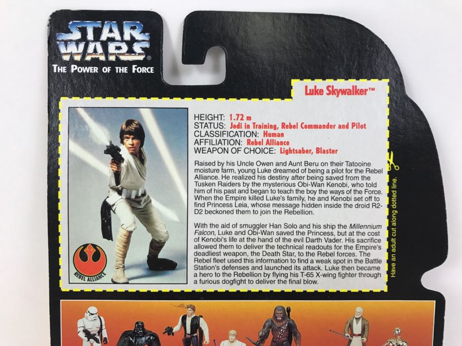 STAR WARS The Power Of The Force Luke Skywalker With Grappling-Hook Blaster And Lightsaber Kenner Tonka Hasbro 1995 69570/69571 New On Card [Photo 9]