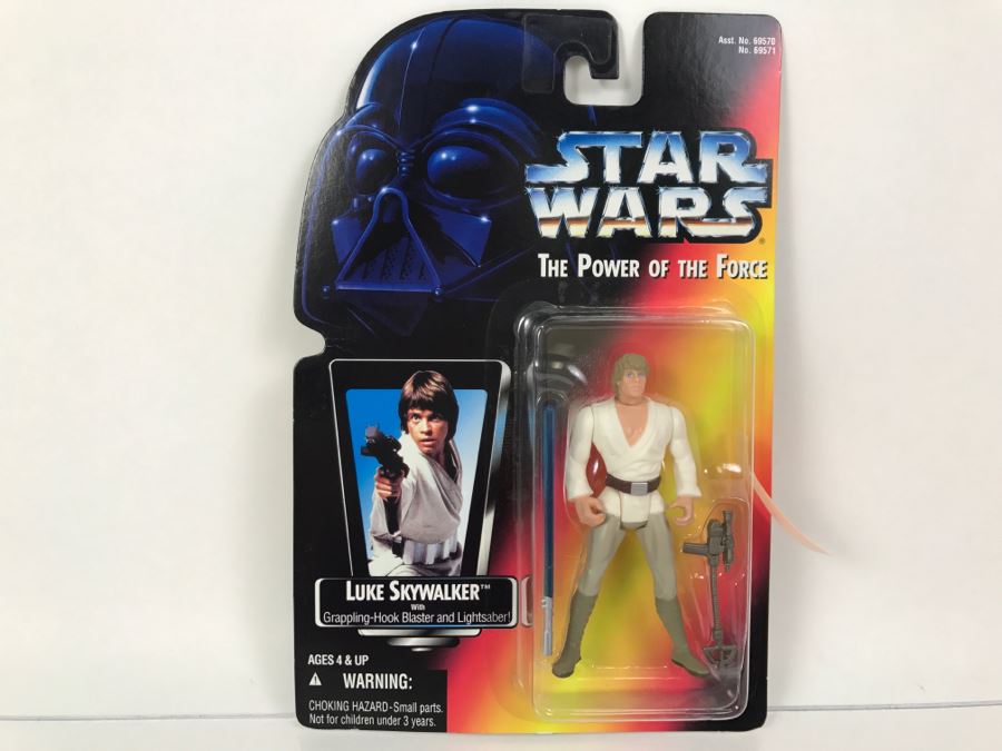 STAR WARS The Power Of The Force Luke Skywalker With Grappling-Hook Blaster And Lightsaber Kenner Tonka Hasbro 1995 69570/69571 New On Card