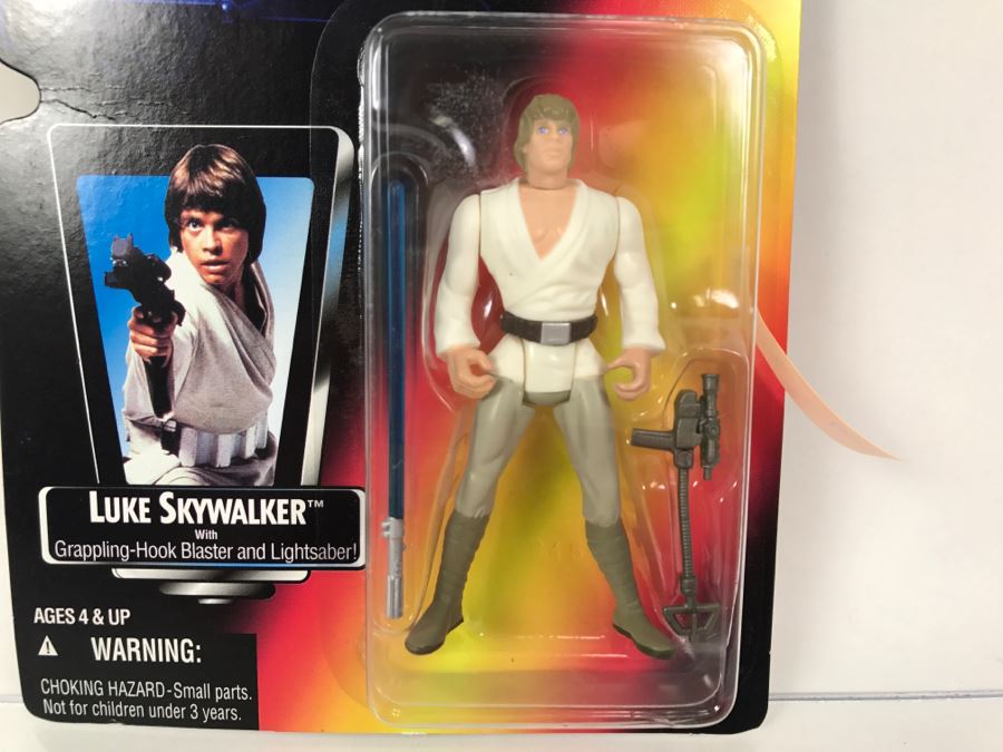 STAR WARS The Power Of The Force Luke Skywalker With Grappling-Hook Blaster And Lightsaber Kenner Tonka Hasbro 1995 69570/69571 New On Card [Photo 4]