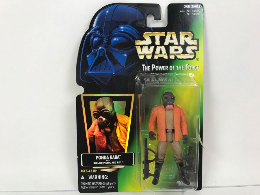 STAR WARS The Power Of The Force Ponda Baba With Blaster Pistol and Rifle Collection 1 Kenner Hasbro 1996 69605/69708 New On Card [Photo 1]