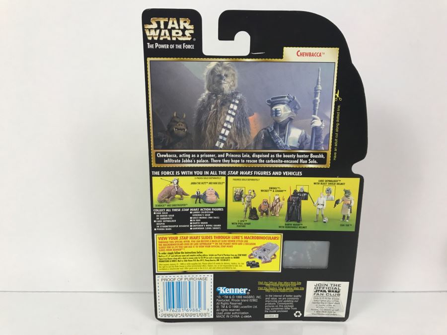 STAR WARS The Power Of The Force Chewbacca as Boushh’s Bounty With Bowcaster Freeze Frame Action Slide Collection 1 Kenner Hasbro 1998 69570/69882 New On Card [Photo 9]