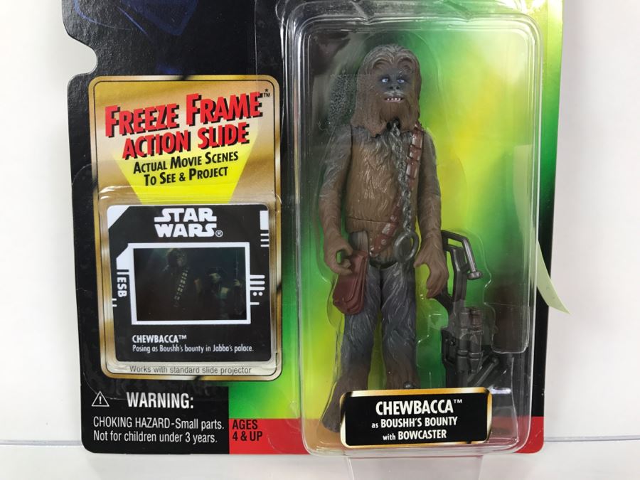 STAR WARS The Power Of The Force Chewbacca as Boushh’s Bounty With Bowcaster Freeze Frame Action Slide Collection 1 Kenner Hasbro 1998 69570/69882 New On Card [Photo 3]