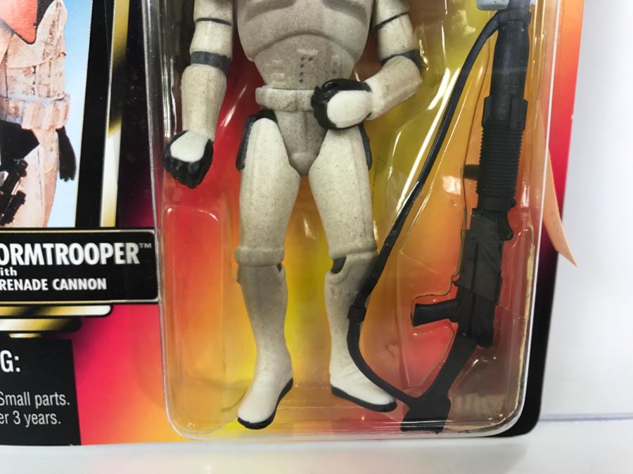 STAR WARS The Power Of The Force Tatooine Stormtrooper With Concussion Grenade Cannon Collection 1 Kenner Hasbro 1996 69570/69601 New On Card [Photo 6]