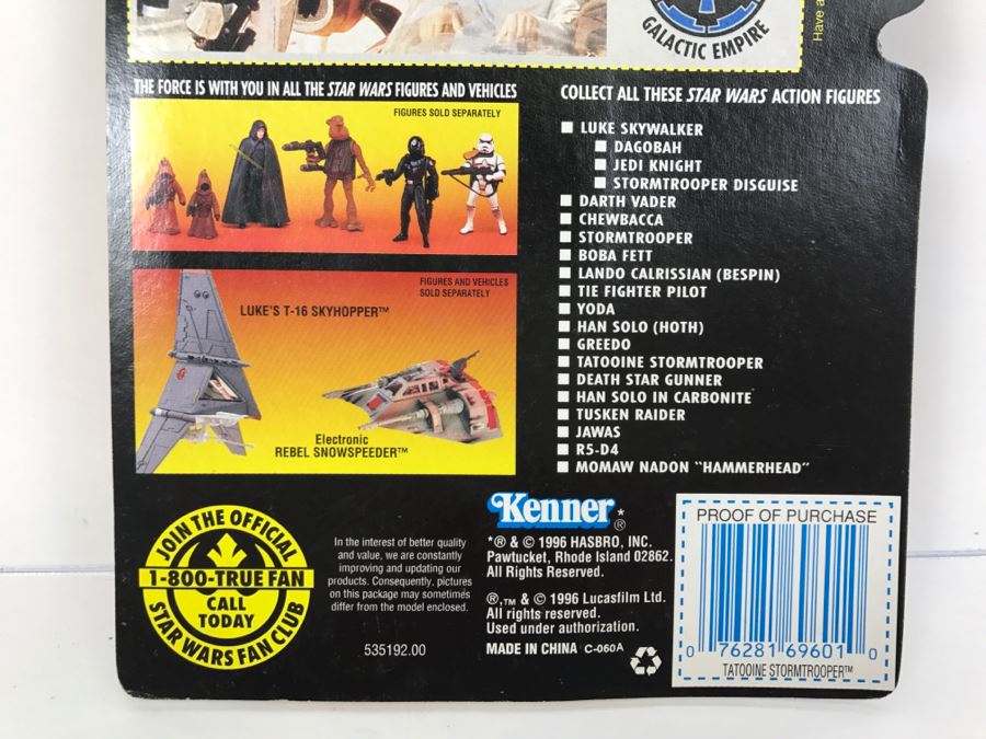 STAR WARS The Power Of The Force Tatooine Stormtrooper With Concussion Grenade Cannon Collection 1 Kenner Hasbro 1996 69570/69601 New On Card [Photo 10]