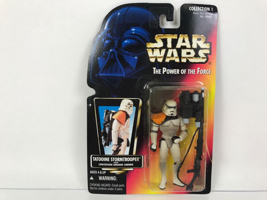 STAR WARS The Power Of The Force Tatooine Stormtrooper With Concussion Grenade Cannon Collection 1 Kenner Hasbro 1996 69570/69601 New On Card [Photo 1]