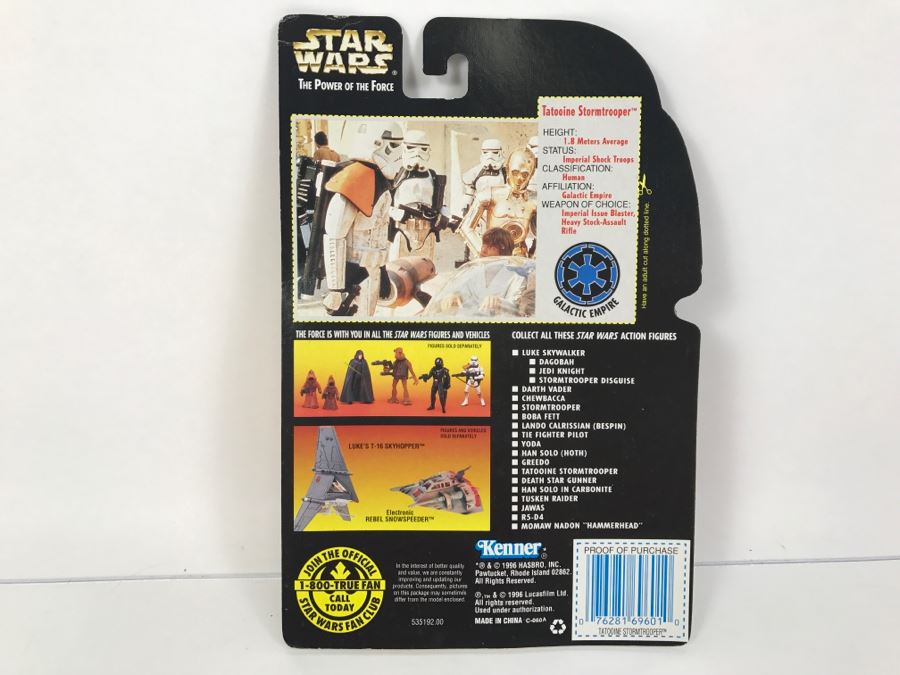 STAR WARS The Power Of The Force Tatooine Stormtrooper With Concussion Grenade Cannon Collection 1 Kenner Hasbro 1996 69570/69601 New On Card [Photo 9]