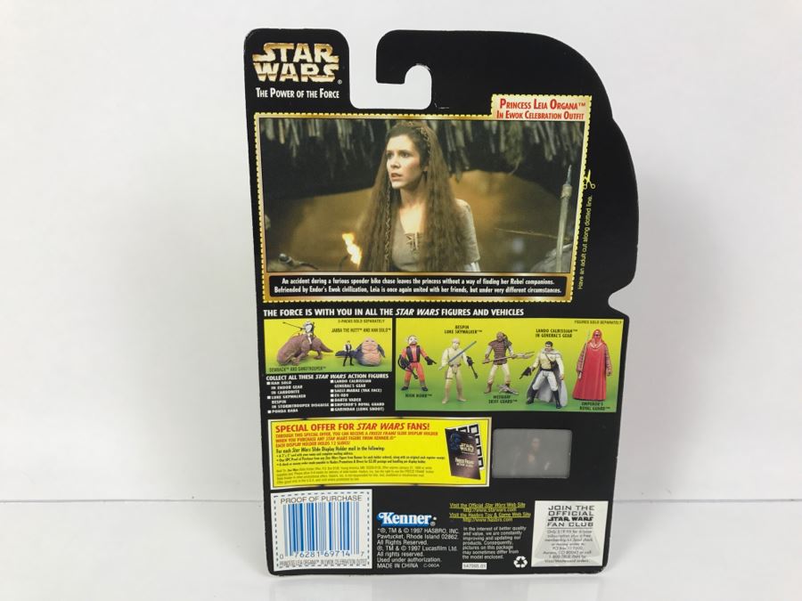 STAR WARS The Power Of The Force Princess Leia Organa in Ewok Celebration Outfit Freeze Frame Action Slide Collection 1 Kenner Hasbro 1997 69570/69714 New On Card [Photo 9]