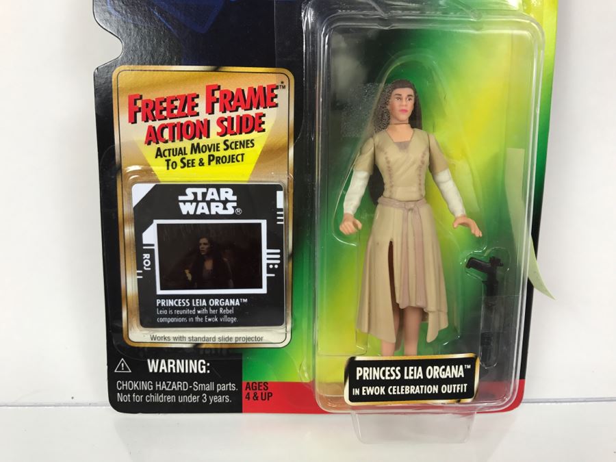 STAR WARS The Power Of The Force Princess Leia Organa in Ewok Celebration Outfit Freeze Frame Action Slide Collection 1 Kenner Hasbro 1997 69570/69714 New On Card [Photo 3]