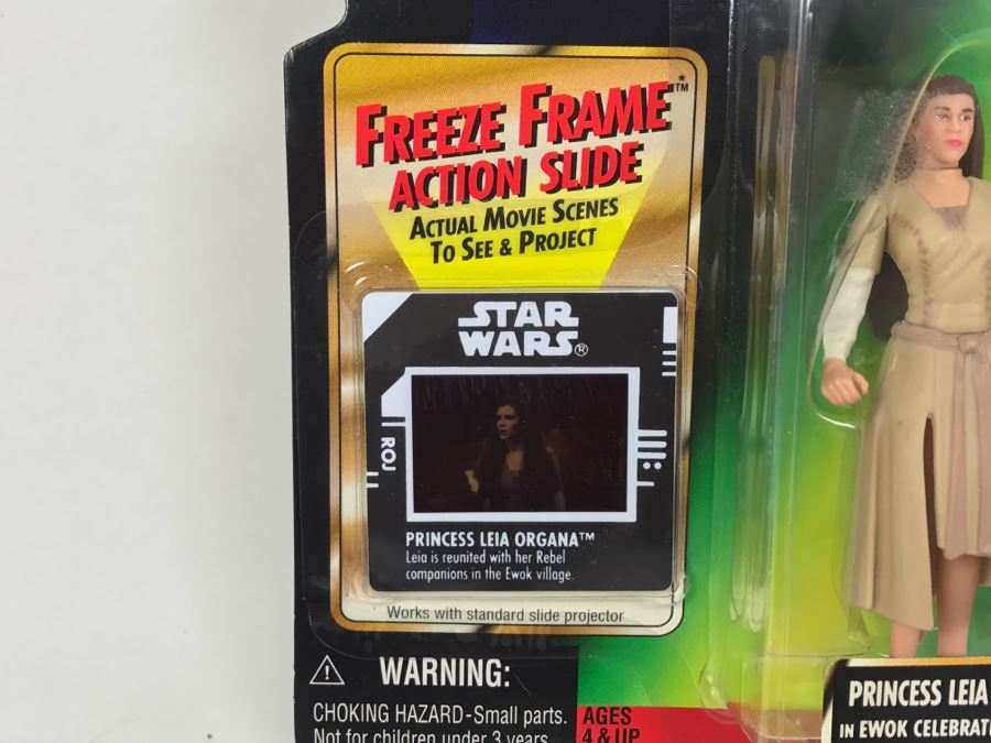 STAR WARS The Power Of The Force Princess Leia Organa in Ewok Celebration Outfit Freeze Frame Action Slide Collection 1 Kenner Hasbro 1997 69570/69714 New On Card [Photo 6]