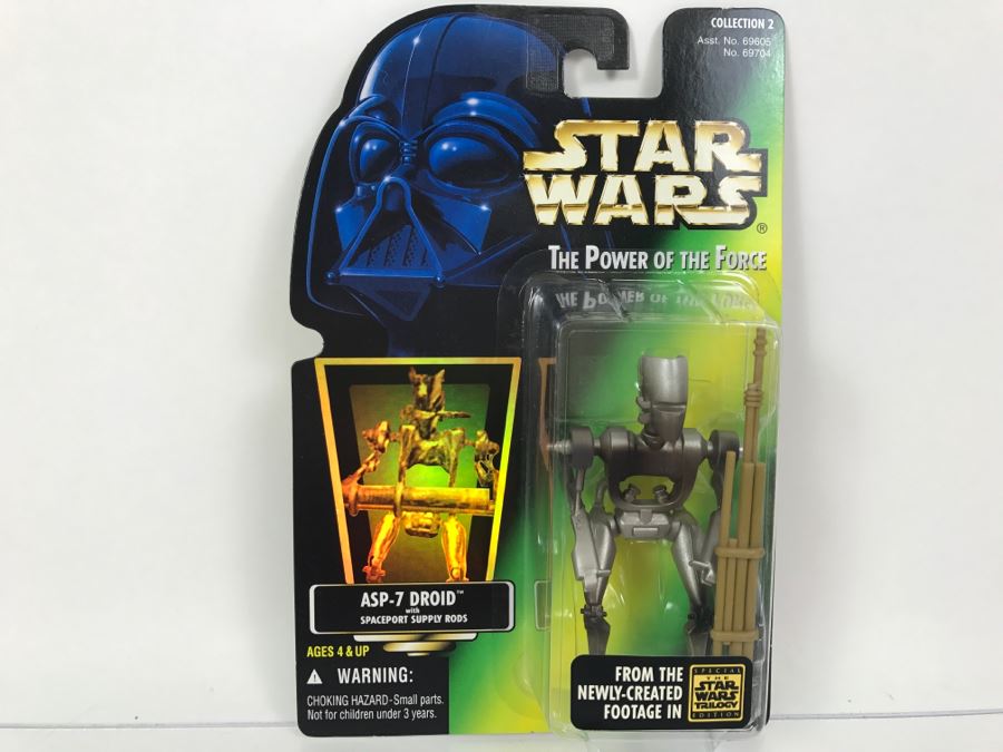 STAR WARS The Power Of The Force ASP-7 Droid With Spaceport Supply Rods Collection 2 Kenner Hasbro 1996 69605/69704 New On Card [Photo 1]